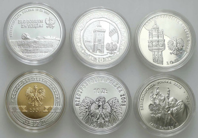 10 złotych 2002-2009, 6 sztuk – RÓŻNE - SREBRO