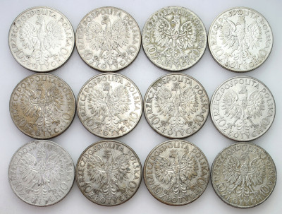 10 złotych 1932 i 1933 kobieta zestaw 12 sztuk