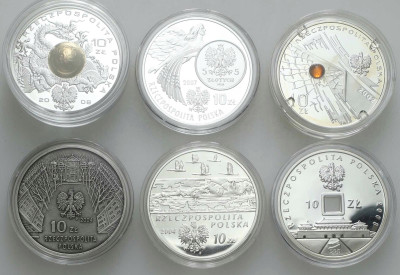 10 złotych 2002-2008, 6 sztuk – RÓŻNE - SREBRO