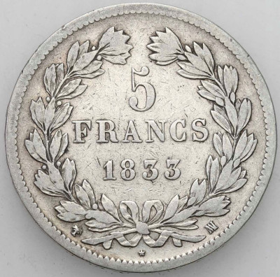 Francja. Napoleon 5 franków 1833