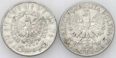 5 złotych 1933 głowa kobiety + Piłsudski 1935