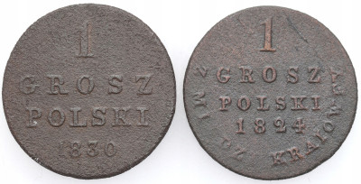 Polska XIX wiek, Rosja. Grosz 1824, 1830, 2 szt.