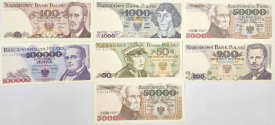 Banknoty 50-100.000 złotych 1975-1993 – 7 sztuk