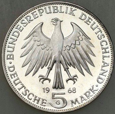 Niemcy. 5 marek 1968 G - Gutenberg – SREBRO