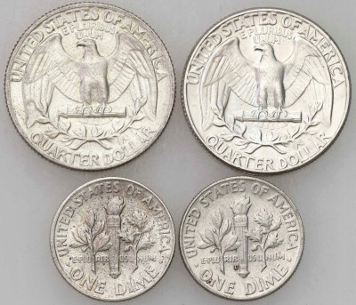 USA. 10 centów i 1/4 dolara 1964 – 4 szt