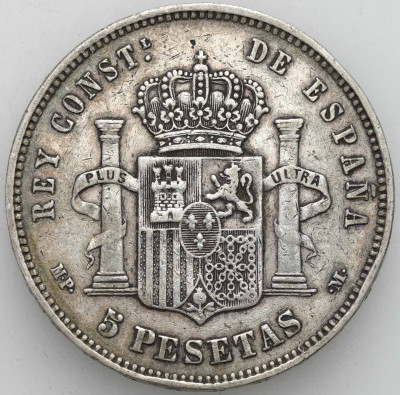Hiszpania. 5 peset 1888 MPM, Madryt- SREBRO
