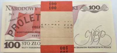 PRL 100 złotych 1988 TE paczka bankowa – 100 sztuk