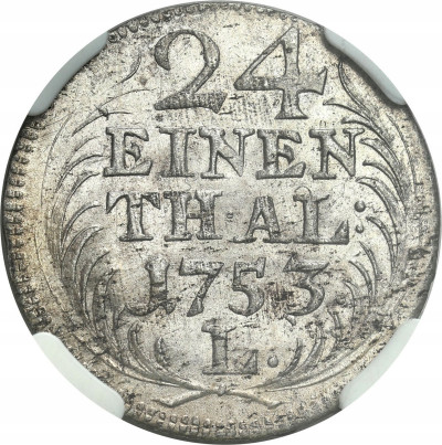 August III Sas 1/24 talar 1753 NGC MS63 MAX-PIĘKNY