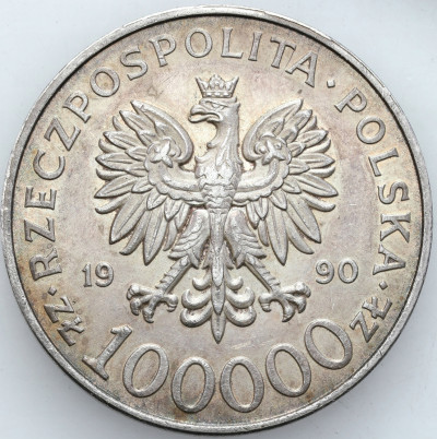 III RP 100.000 złotych 1990 Solidarność A - PIĘKNE