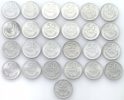 PRL. 50 groszy 1972- 78 zestaw 25 sztuk