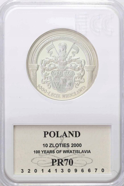 10 złotych 2000 Wrocław 1000-lecie - GCN PR70