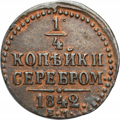 Rosja Mikołaj I 1/4 kopiejki 1842 EM Jekaterinburg