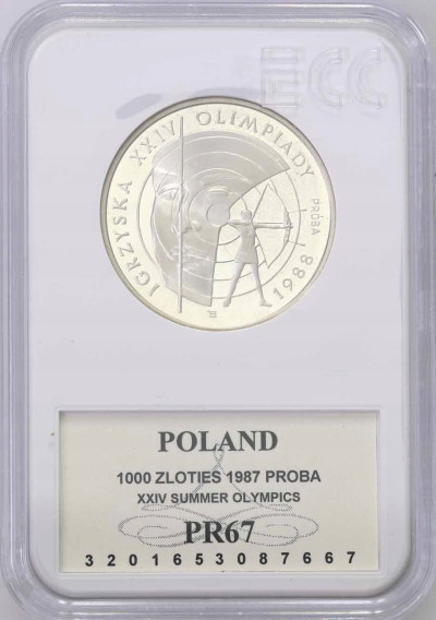 PRÓBA Srebro 1000 złotych 1987 Łucznik – GCN PR67