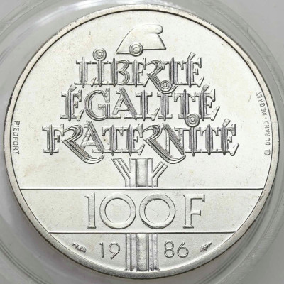 Francja 100 franków 1986 PIEDFORT - SREBRO