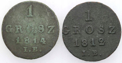 Księstwo Warszawskie, 1 grosz 1812-1814 IB - 2 szt
