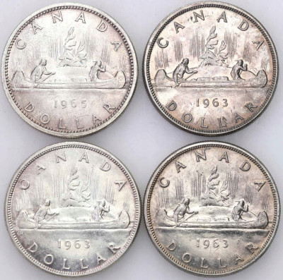 Kanada, 1 dolar 1963-1965. SREBRO – 4 szt
