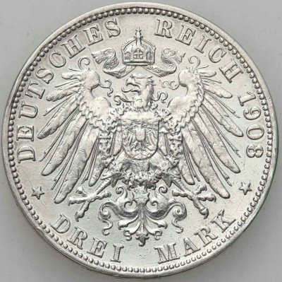 Niemcy, Badenia. 3 marki 1908 G, Karlsruhe