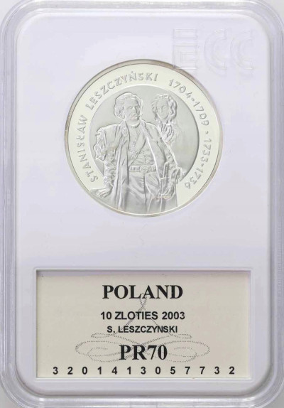 10 złotych 2003 S. Leszczyński półpostać GCN PR70