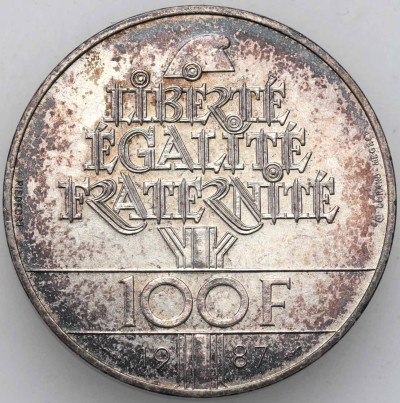 Francja 100 franków 1987 PIEDFORT – SREBRO