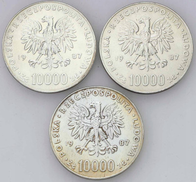 10.000 złotych 1987 Jan Paweł II – 3 sztuki