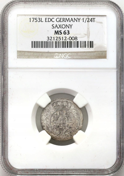 August III Sas 1/24 talar 1753 NGC MS63 MAX-PIĘKNY