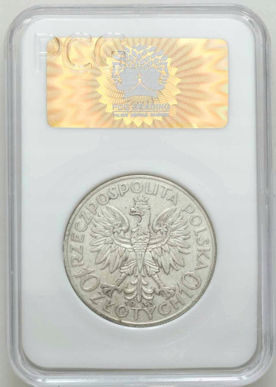 II RP. 10 złotych 1933 głowa kobiety - SREBRO
