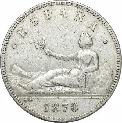 Hiszpania. 5 peset 1870 – SREBRO