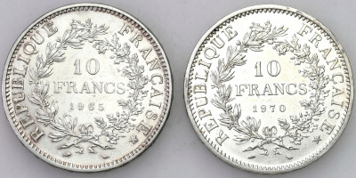 Francja 10 franków 1965-1970 SREBRO - 2 szt
