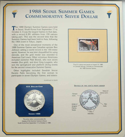 USA 1 dolar 1988 S Olimpiada Seul SREBRO