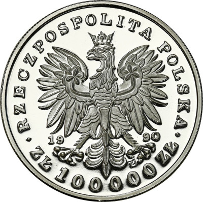 100.000 zł 1990 Piłsudski - Mały Tryptyk - SREBRO