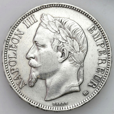 Francja Napoleon III. 5 franków 1868 BB Strasbourg