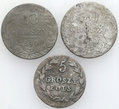 5 groszy 1825 i 2 x 10 groszy 1840, Warszawa