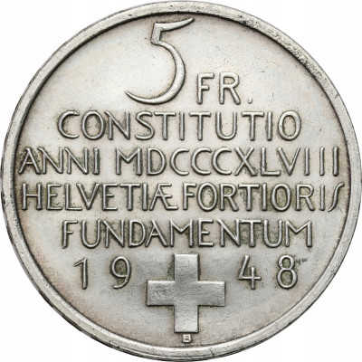Szwajcaria. 5 franków 1948 Konstytucja – SREBRO