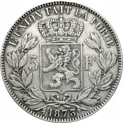 Belgia. 5 franków 1873, Bruksela – SREBRO