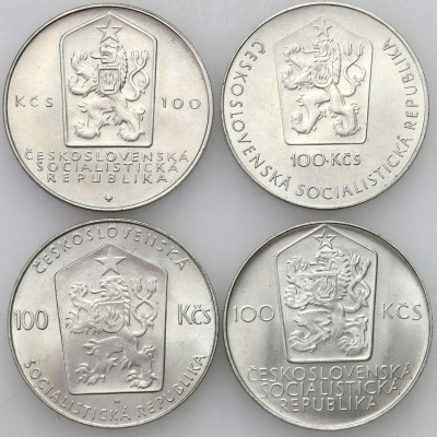 Czechosłowacja 100 koron 1980-1983, SREBRO – 4 szt