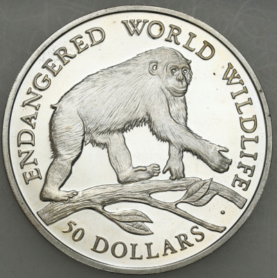 Wyspy Cooka 50 dolarów, 1990 szympansy – SREBRO
