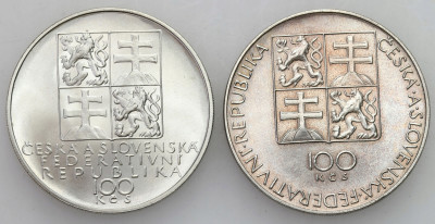 Czechosłowacja. 100 koron 1991. SREBRO – 2 szt