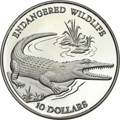 Wyspy Salomona 10 dolarów, 1992 krokodyl - SREBRO