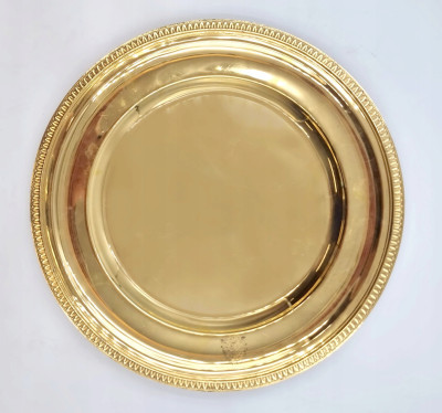 Francja, piękny talerz złocony - SREBRO 950
