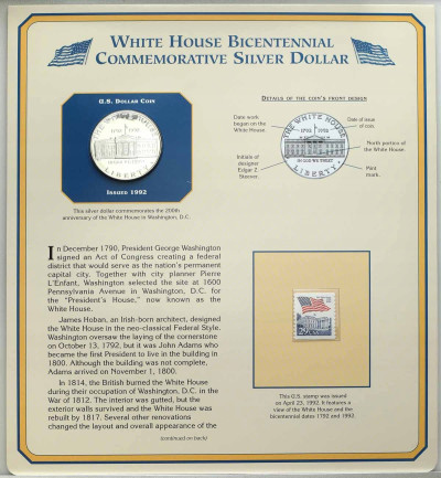 USA 1 dolar 1992 Biały Dom - SREBRO