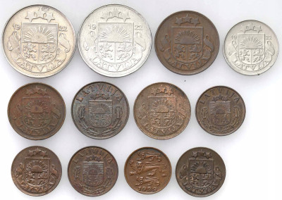 Łotwa, Estonia. Zestaw 12 monet – RÓŻNE