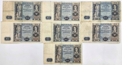 Banknoty 20 złotych 1936 RÓŻNE SERIE – 7 szt