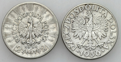 2 złote 1934-1936 Piłsudski Żaglowiec – 2 szt