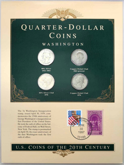 1/4 dolara 1957-1976 zestaw w etui 4 szt SREBRO