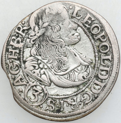 Śląsk. Leopold I. 3 krajcary 1669 SHS, Wrocław