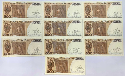 PRL. 500 złotych 1982 - RÓŻNE SERIE – 10 szt