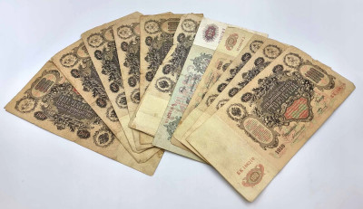Rosja, 100 rubli 1910 i 500 rubli 1912 – 12 szt