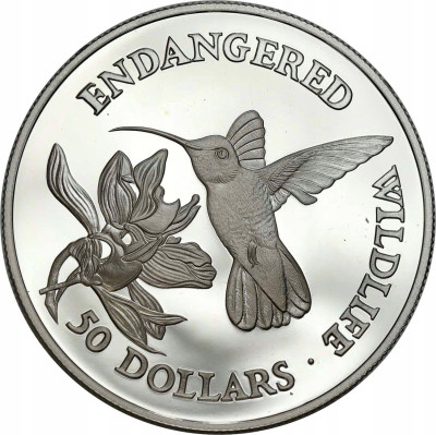 Wyspy Cooka 50 dolarów, 1991 - Koliberek - SREBRO