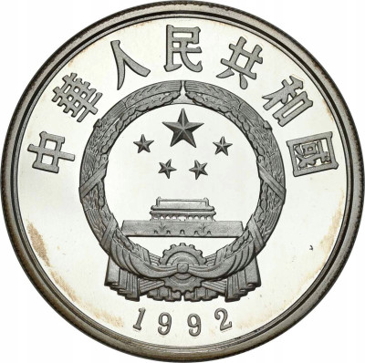 Chiny 10 yuanów, 1992 - irbis śnieżny - SREBRO