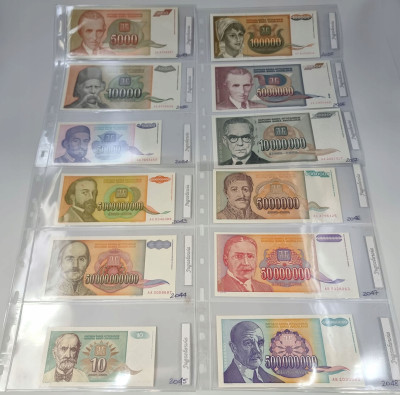 Jugosławia. Banknoty, zestaw 40 sztuk
